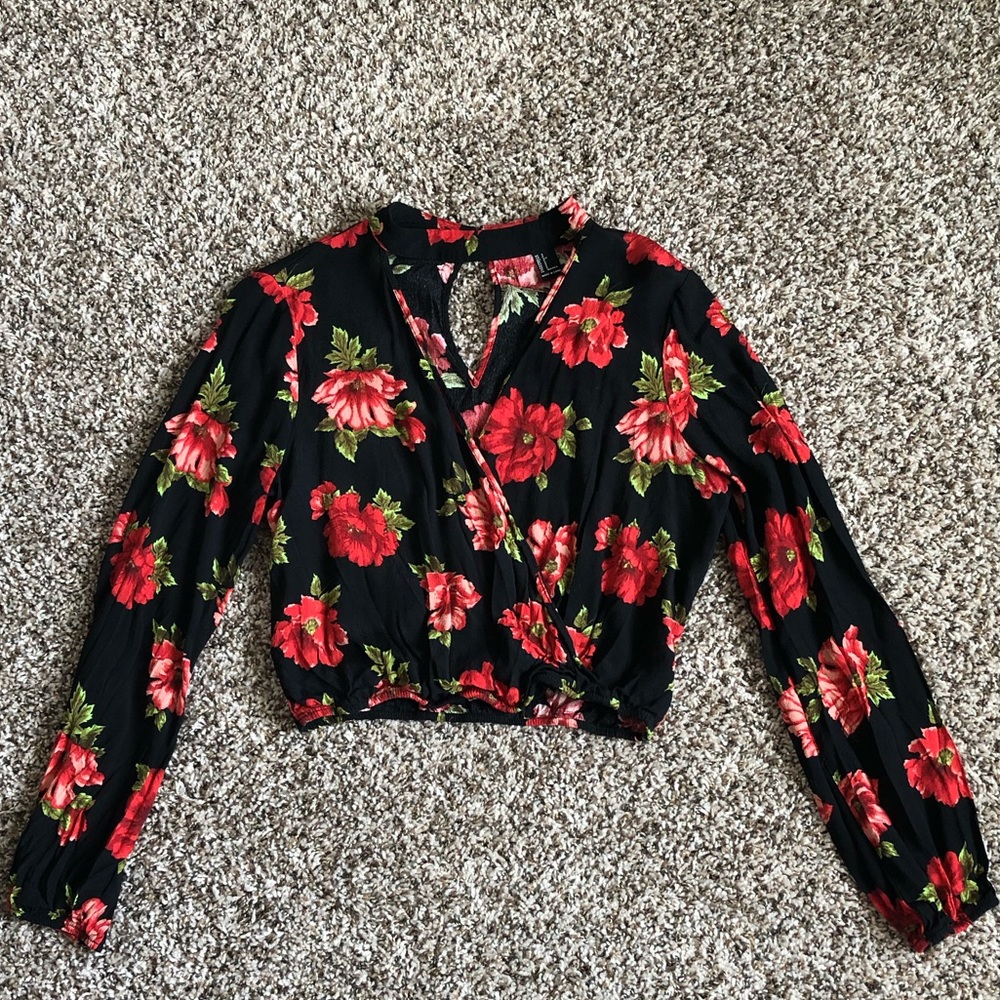 Forever 21 Floral Crop Blouse